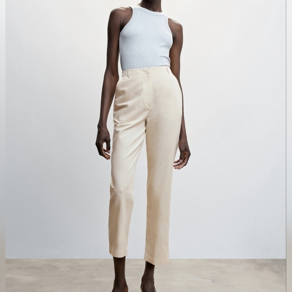 Nwt Mango Linen Cropped Pants - Picture 1 of 8
